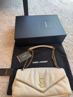 Saint Laurent Beige/Gold LouLou Chain Shoulder Bag